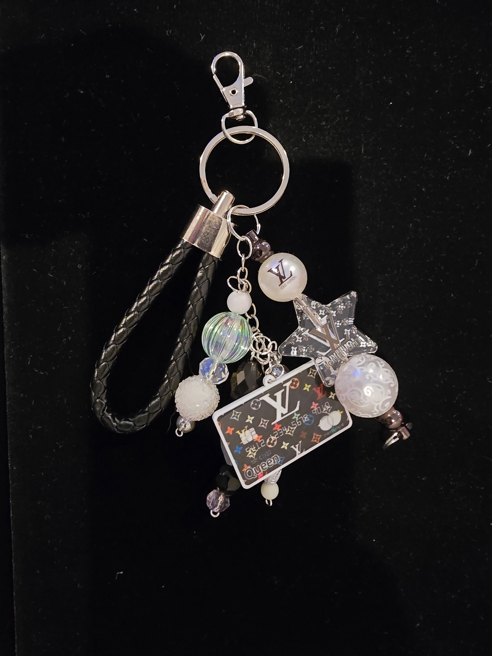 LV Monogram Charm Keychain with Braided Strap